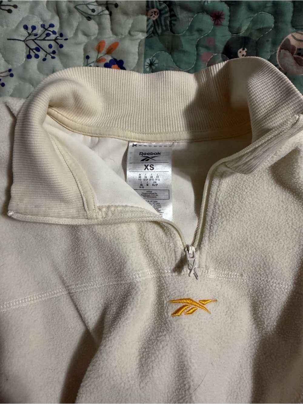 Reebok Cream Half-Zip Fleece with Yellow Logo